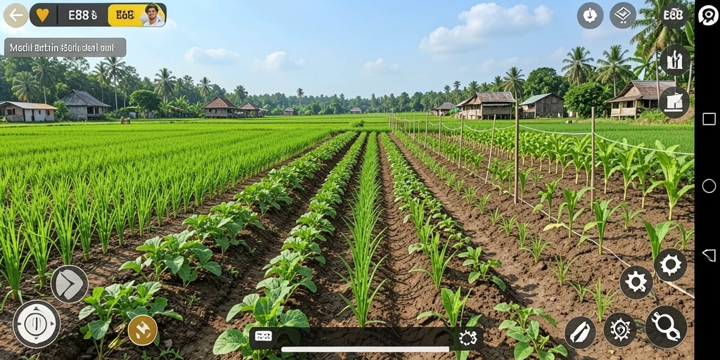 Screenshot gameplay E88 yang menunjukkan aktivitas bertani yang seru.