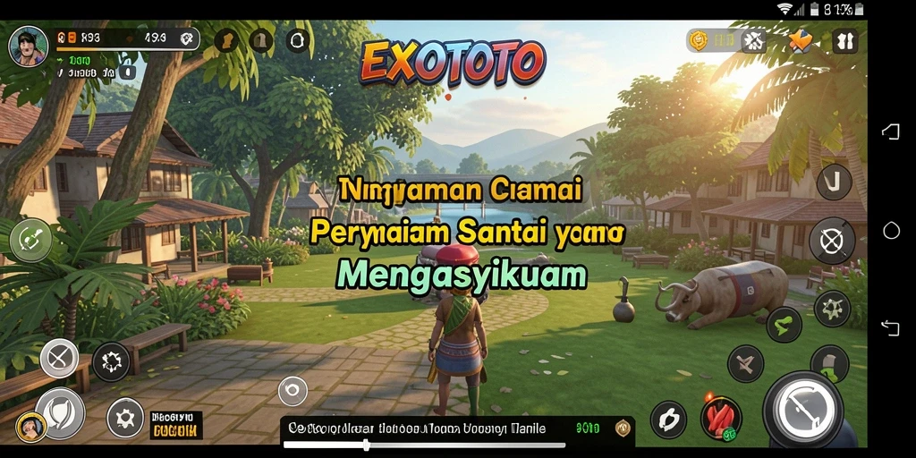 Tampilan gameplay EXOTOTO yang penuh warna dan menarik.
