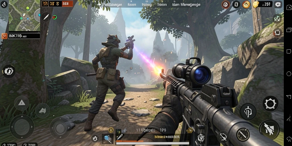 Screenshot gameplay INK789 menampilkan aksi menegangkan dalam pertarungan TPS.