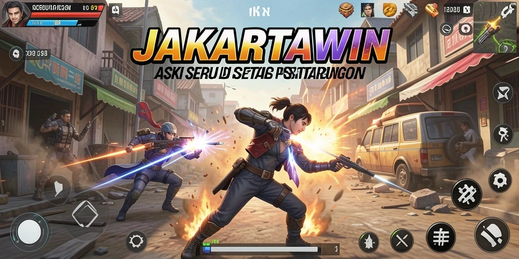 Tangkapan layar utama JAKARTAWIN menampilkan pertarungan yang intens dan mendebarkan.