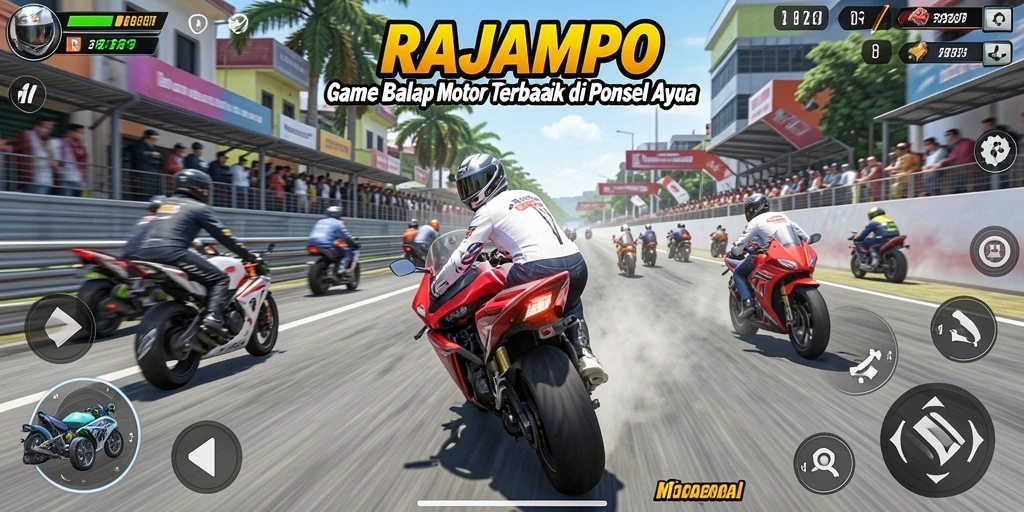 Tampilan gameplay seru di balapan motor RAJAMPO.