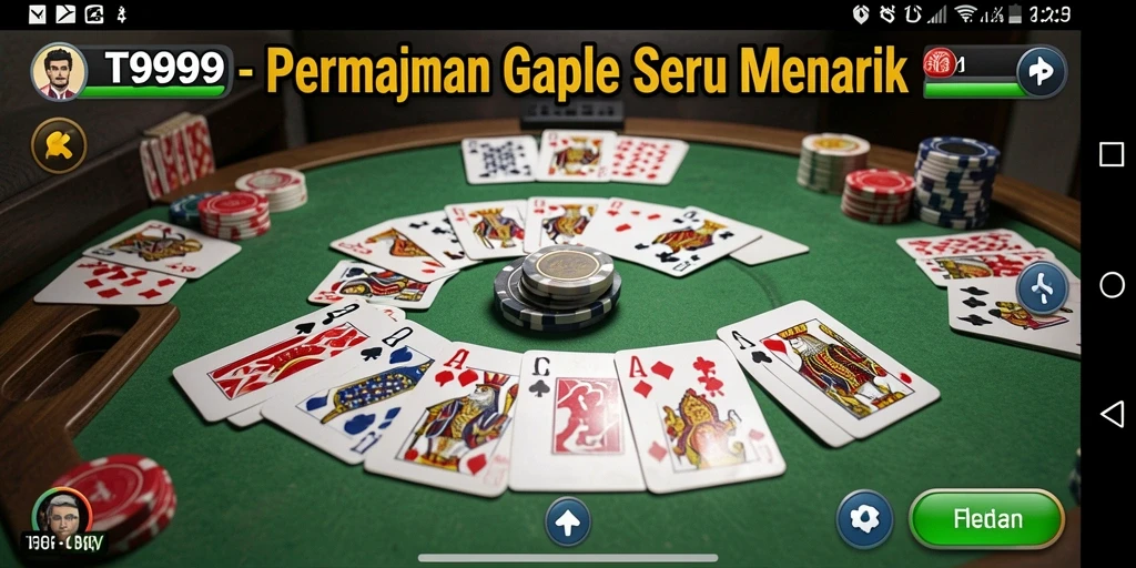 Screenshot gameplay T9999 yang menunjukkan aksi seru Gaple.